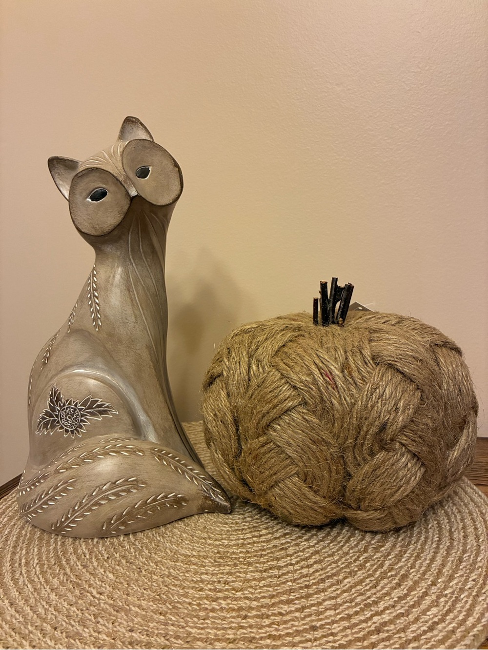 Fall/Neutral Decorative FOX 🦊 and Jute Pumpkin Set of 2
